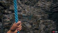 make your way across the platforms, climbing the rope here to reach the higher platform