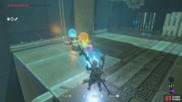 Use the ball to power the cog to open the door to the right.