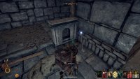 Use the lever at the top of the stairs to open the gate below.