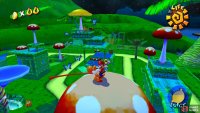 Hop up onto the fruit tree, then onto the toadstool nearby to get Yoshi to eat all of the blue butterflies and spawn in Blue Coin #19.