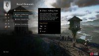 Accept three royal demands and complete them to complete the quest.