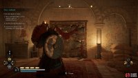 Use the fire pot to destroy the barricade within the Abbey, on its western side, leading to the second chest of materials.