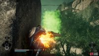 Use fire abilities to dispel the poison and wait for the wooden platform to fall, or shoot the platform if necessary.