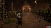 Enter the longhouse to begin the dinner with Oswald.