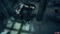 Jump down the hole, hidden behind an ice sheet, to find the key to the locked door.