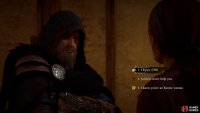 Negotiate information from the woman with silver, intimidation, or words.