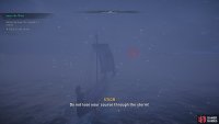 Look for the orange light in the distance and head towards it to dock at Helloya.