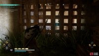 Shoot the box to free the movement of the barricade, granting access to the otherwise blocked off room.
