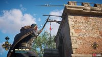 Shoot the cargo from the eastern side of the church to clear the entrance through the window.