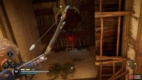 Once in the tower, shoot the link holding the ladder in place.