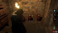 Take a fire pot from the side room behind the barricades.