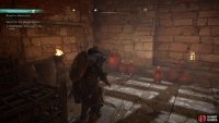 Take a fire pot and use it to destroy the barricade near Halfdan.