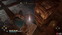 Take the key from the pot by standing on the boxes to avoid the rats.