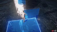Wait for the sloped platform to move near you before you jump to it.