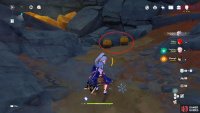 Attack the explosive barrels to destroy the rocks. A common chest will appear in this location later.