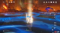another strong move, God Arrow, he will charge this up briefly and then target four parts of the arena and fire away, stand in either the center or the four small areas around the arena to avoid taking damage.
