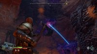 Hit the first hive stone here to expose a grapple point on the wall.