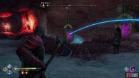 Turn the left Twilight Stone and bounce the Leviathan Axe through the hive tendrils to the right,
