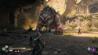 Target the two markers on its front legs with spears