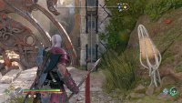 Open this gate by using the nearby chain