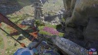 Jump up the pillar until you can hop over to this side path. 