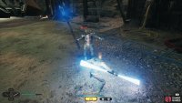 defeat numerous droids and a Raider Veteran both inside and outside of the cave,