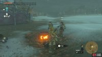 Meghyn and Nat are at a cooking pot outside of Snowfield Stable.