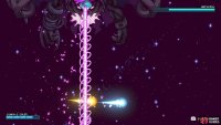 The main body will eventually fire a laser that moves left and right with you.