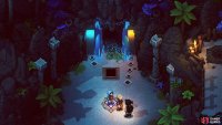 Solve the puzzle to reveal a cave behind the waterfall.