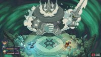 Healing Mist can be used on either the sword or the main boss.