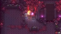 Place the two eyeballs on the pink switches to open the way to the first boss.