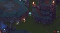 Swim through this narrow passage just north of the campfire.