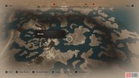 The treasure is located on this small plot of land, across from the ruins.