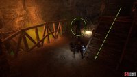 Follow the stairs down, and you&rsquo;ll find him at the bottom. Make sure you exhaust his dialogue.