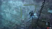 Enter the Umbral Realm, pull the stone platform out, and jump across. Now, head left and go down the ladder.