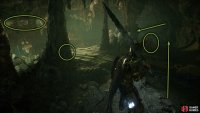 At the end of the tunnel you&rsquo;ll be in a room with a green hue. Here, you&rsquo;ll find four imp-like creatures. These are marked with the ellipses in the image. 