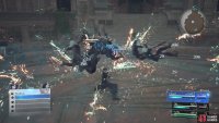 Cloud&rsquo;s sweeping sword attack (hold Square) will gather the basic Shinra goons together.