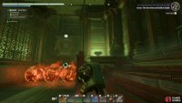 You&rsquo;ll see a grapple hook point above the fireballs.