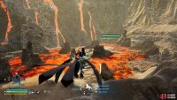 On the other side of the lava is a small cave.