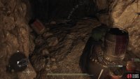 To open this locked door, work your way to a pit above the locked door and chuck an explosive barrel down,