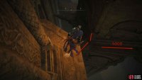 At the end, jump over to the dilapidated tower.