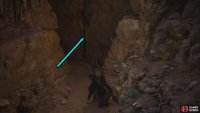 Head over the bridge and through the narrow crack at the end.