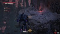 Fight and jump your way through the start of the level until you find a grave island with a burning Ammo Cache on it.