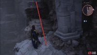 Use Harding&rsquo;s power to pull out the stone block from the wall, and follow the path up.
