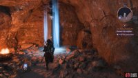 Climb the ledges behind the northwest brazier, use Lucanis&rsquo; power to create a bridge, and enter the northern cave.