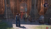 There will be some brown crystals guarding this door that needs Taash&rsquo;s power to destroy them.