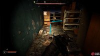 Crouch your way south through the maze and go through the doorway at the end.