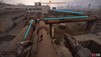 From there, jump on the pipes and follow them to the end.