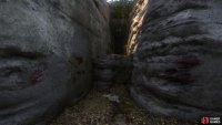 and eventually this cleft will lead to a cave - the blood near the cave entrance should make it easy to spot.