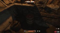 Pick up the weapons from the barrel behind the anvil.